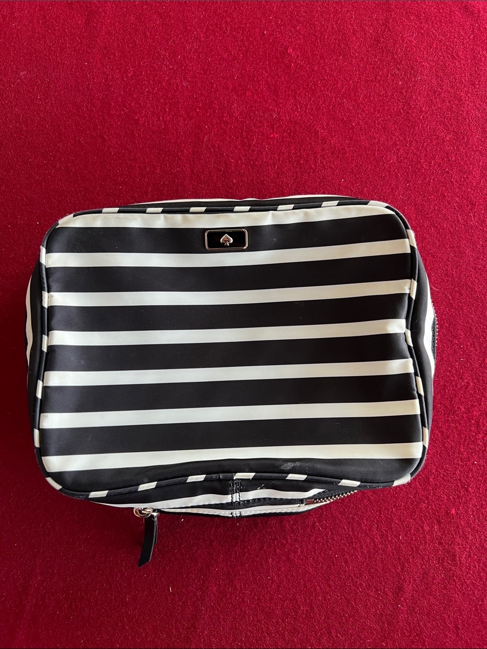 kate spade Black and White Striped Cosmetic Pouch